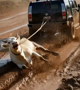 Y1906001 Hero Golden Retriever Saves Cow from Hummer Jeep… Then CRUSHES It with Boulder (Part 2)