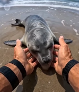 T1906002 I was working the beach when a wave washed a limp little seal pup right up to my feet (Part 2)